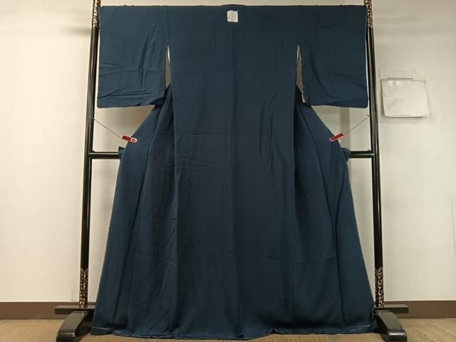 平和屋着物 上質な色無地 濃藍色 ロング丈 正絹 vp