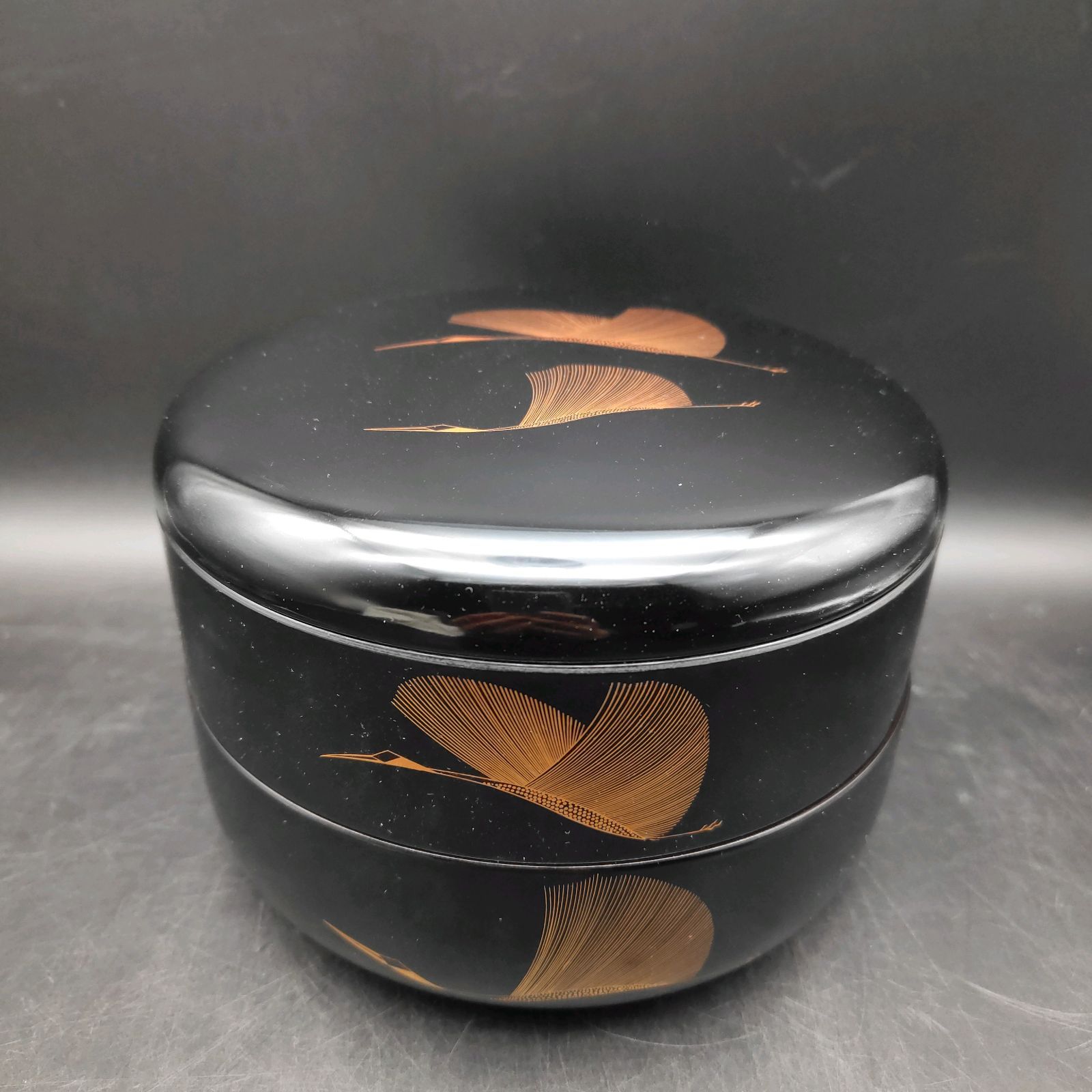 会津塗 沈金 鶴 2段 丸重 重箱 会津漆器 扱いやすい ウレタン漆器 正月