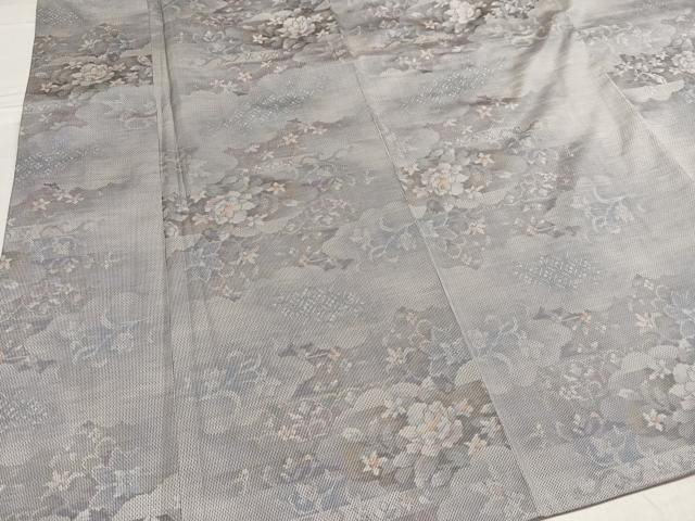 平和屋着物○都喜ヱ門 本場大島紬 白大島 一元7マルキ 総絣 草花文 藤