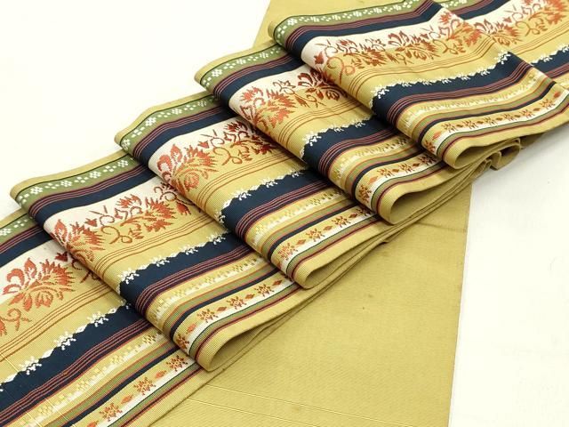 平和屋着物 本場筑前博多織 半幅帯 唐織 花間道 正絹 ob