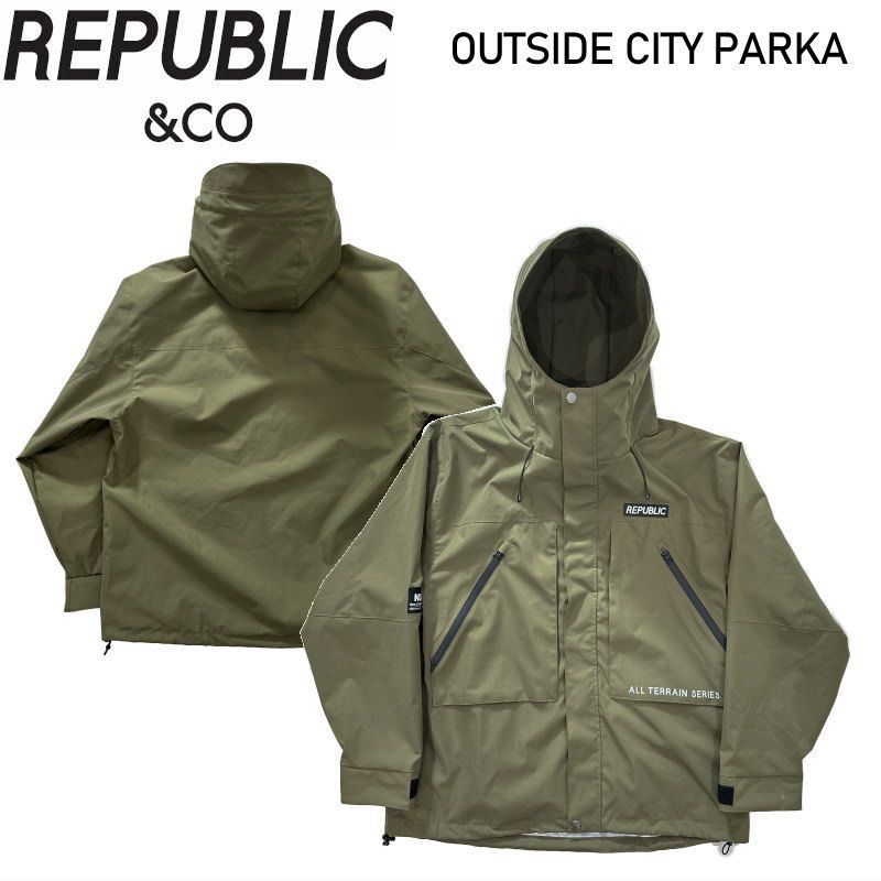 Lｻｲｽﾞ 25 26 REPUBLIC OUTSIDE CITY PARKA JACKET OLIVE リパブリック スノボウェア メンズ スノーボード アウトサイドシティジャケット JKT 日本