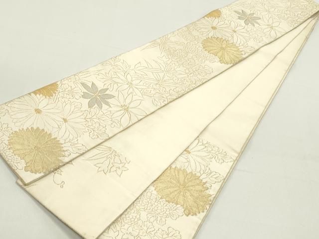 平和屋着物○爪掻き本綴れ 八寸名古屋帯 向かい鳥花唐草文 金銀糸 正絹