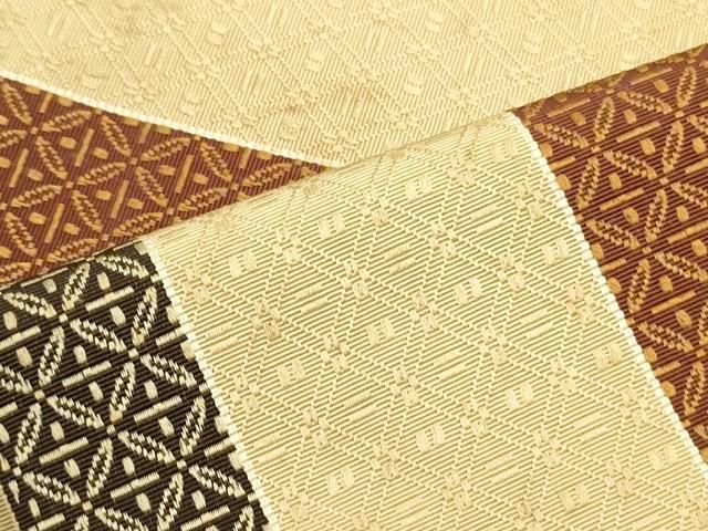 平和屋着物○本場筑前博多織 両面 半幅帯 間道 西村織物謹製 証紙付き