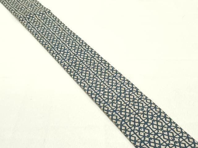 平和屋着物男性 角帯 紬地 幾何学文様 正絹 逸品 DAAZ3285ob