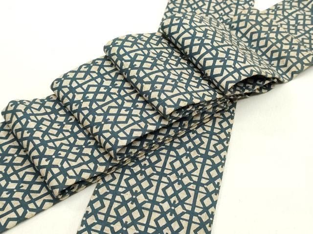 平和屋着物男性 角帯 紬地 幾何学文様 正絹 逸品 DAAZ3285ob