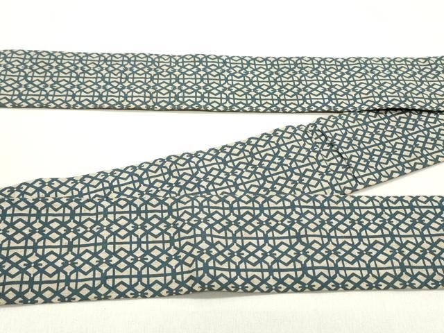 平和屋着物男性 角帯 紬地 幾何学文様 正絹 逸品 DAAZ3285ob
