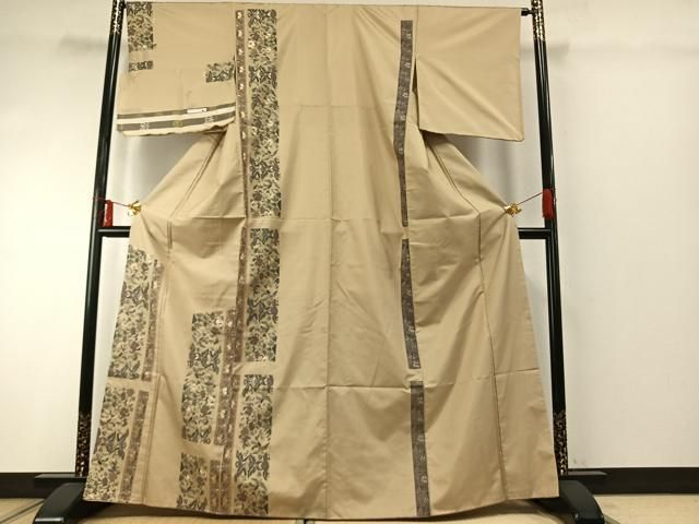 平和屋着物 本場縞大島紬 中国三大刺繍 汕頭刺繍 スワトウ刺繍 蘇州刺繍 総刺繍 花鳥文 反端付き 正絹 fy