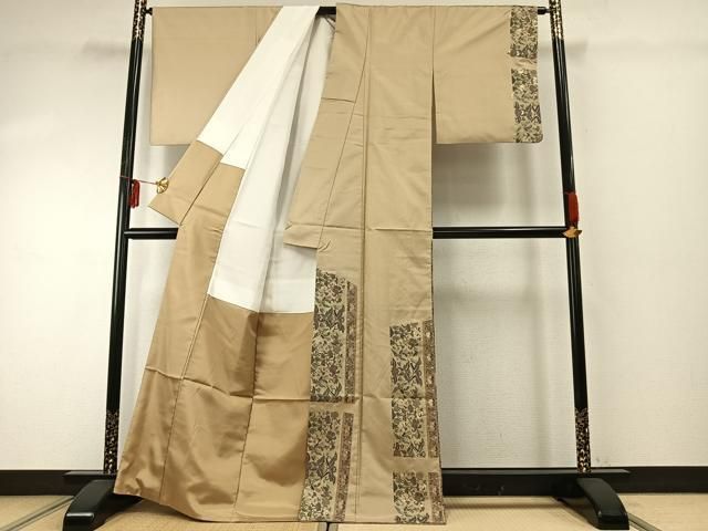 平和屋着物 本場縞大島紬 中国三大刺繍 汕頭刺繍 スワトウ刺繍 蘇州刺繍 総刺繍 花鳥文 反端付き 正絹 fy