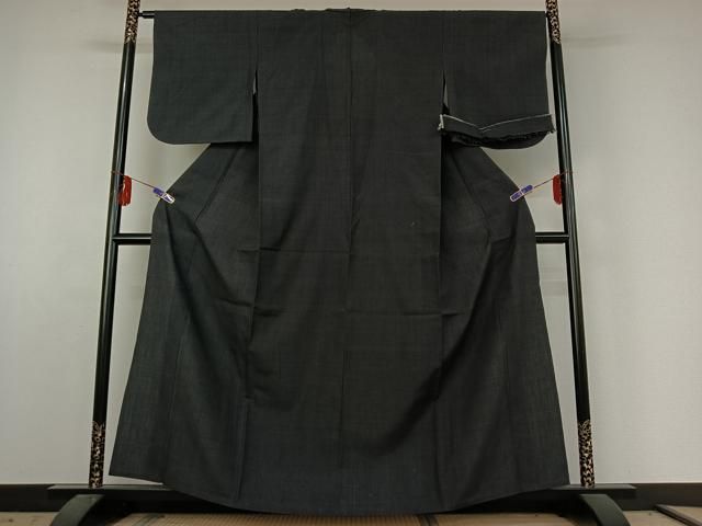 平和屋着物 本場結城紬 重要無形文化財 単衣 色無地 羊羹色 正絹 jh