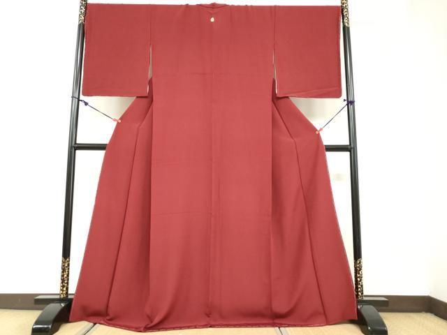 平和屋着物 上質な色無地 茜色 正絹 ud