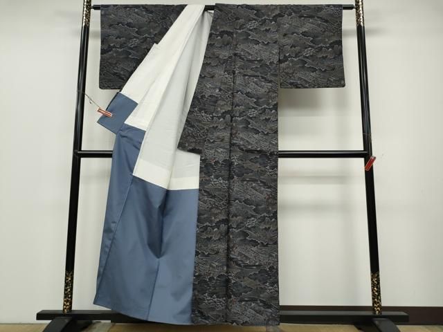  平和屋着物 本場大島紬 9マルキ 人物立波草木文 正絹 ut 紬 着物