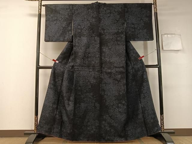 平和屋着物 本場結城紬 重要無形文化財 100亀甲 草花文 正絹 vp