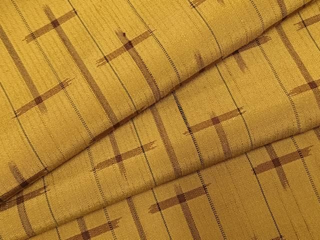 平和屋着物 本場黄八丈 紬 十字絣間道 正絹 fy