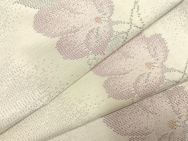 平和屋着物 本場大島紬 白大島 草花文 正絹 fy