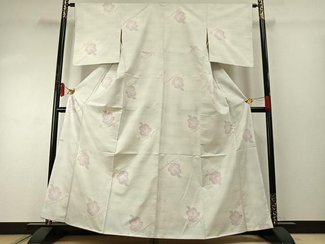 平和屋着物 本場大島紬 白大島 草花文 正絹 fy