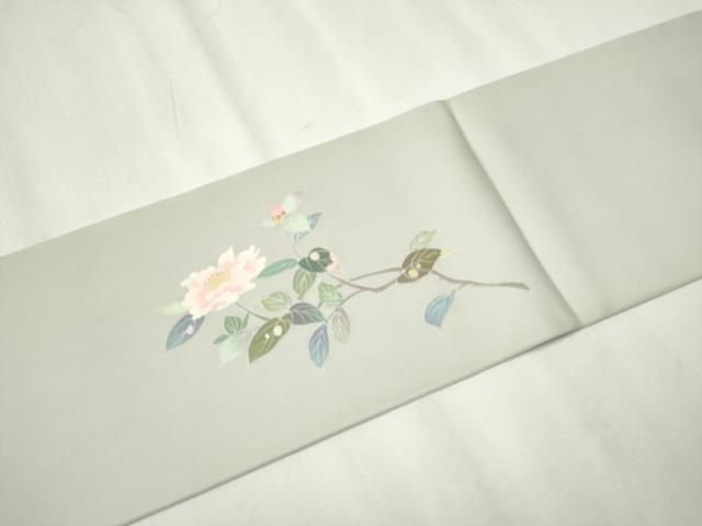 平和屋着物○塩瀬 九寸名古屋帯 友禅 作家物 枝花文 銀座おゝぎ屋扱い