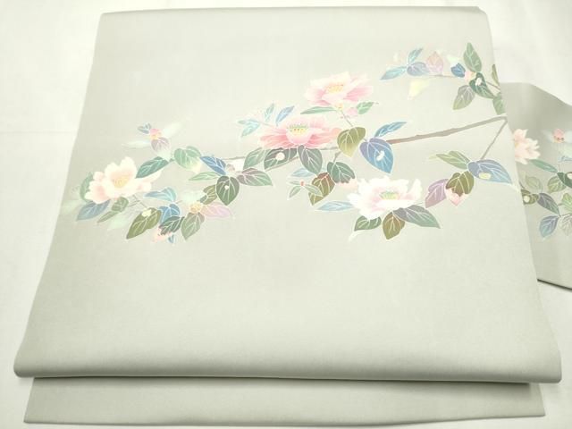 平和屋着物○塩瀬 九寸名古屋帯 友禅 作家物 枝花文 銀座おゝぎ屋扱い