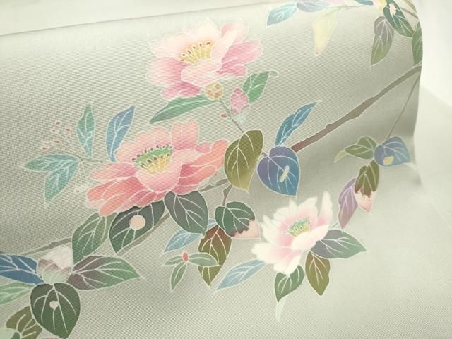 平和屋着物○塩瀬 九寸名古屋帯 友禅 作家物 枝花文 銀座おゝぎ屋扱い