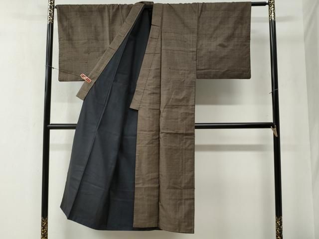 平和屋着物 男性 本場大島紬 アンサンブル 格子柄 正絹 yc