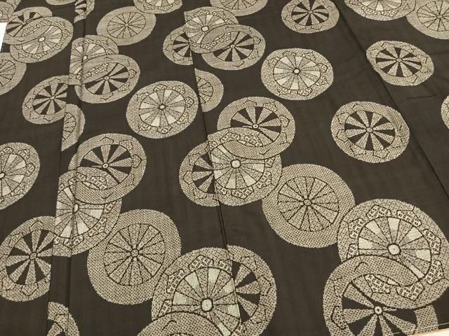  平和屋着物 本場大島紬 割り込み絣 源氏車文 正絹 fy 紬 着物