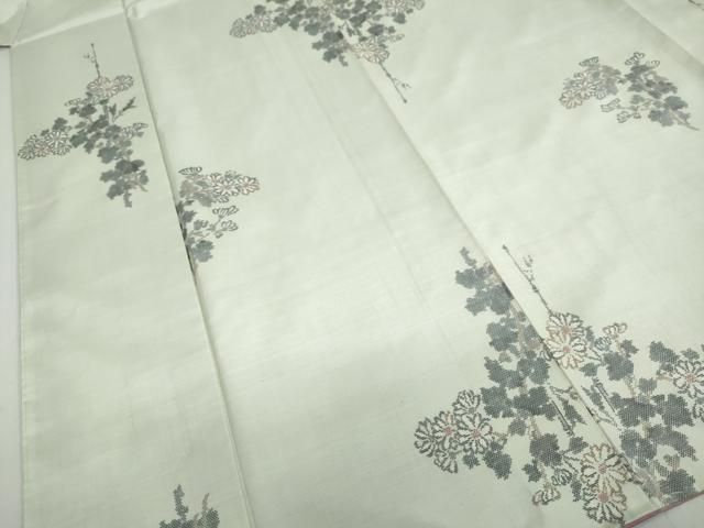  平和屋着物 本場大島紬 白大島 9マルキ 草花文 正絹 ud 紬 着物