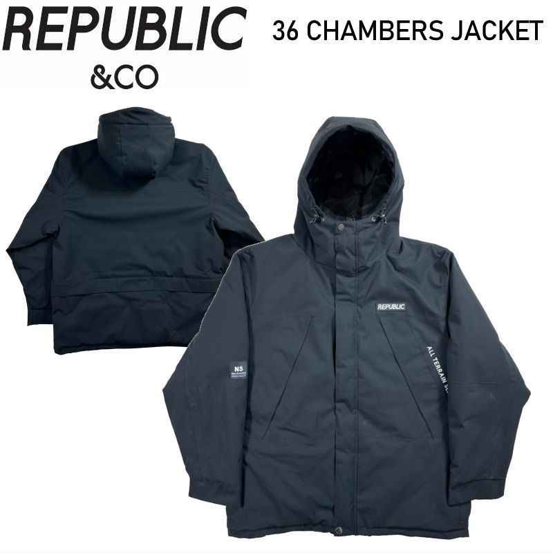 全国無料，セール ★ Mｻｲｽﾞ 25-26 REPUBLIC 36 CHAMBERS JACKET カラー:BLACK リパブリック スノボウェア メンズ スノーボード チャンバースジャケット JKT 日本正規品 ウェア(男性用)
