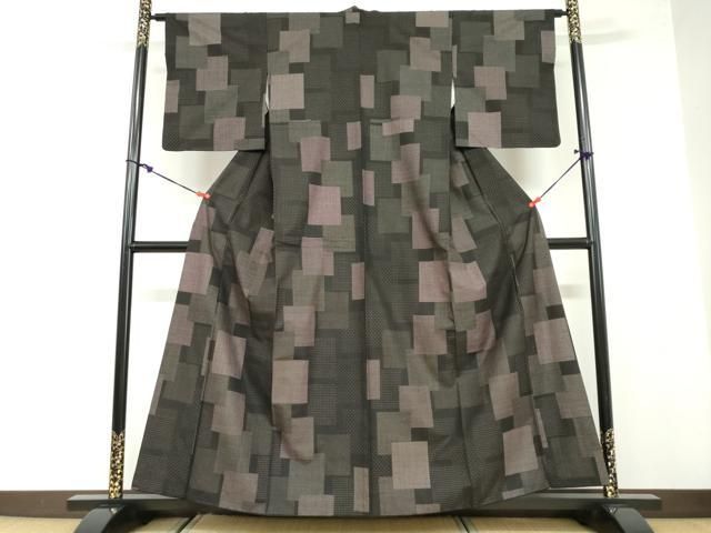 平和屋着物 本場大島紬 9マルキ 色紙重ね文 正絹 ud