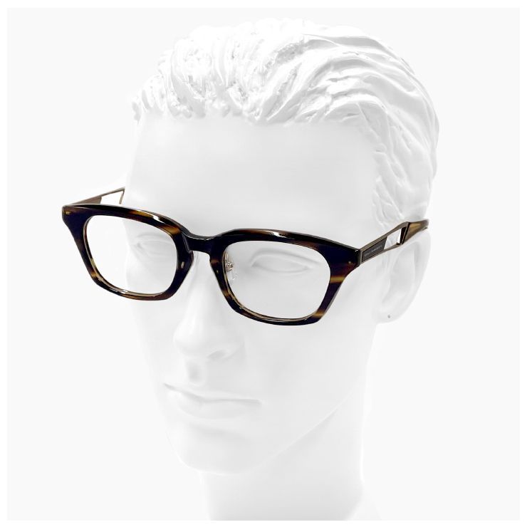  ヨウジ ヤマモト メガネ 19-0104 2 c 02 Yohji Yamamoto 鯖江 メンズ 眼鏡 ブランド ウェリントン型 ブラウンササ セル メタル コンビネーションフレーム titanium ダミーレンズ発送 メガネ 小物