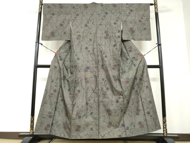 平和屋着物 本場大島紬 9マルキ 更紗花唐草文 正絹 ud