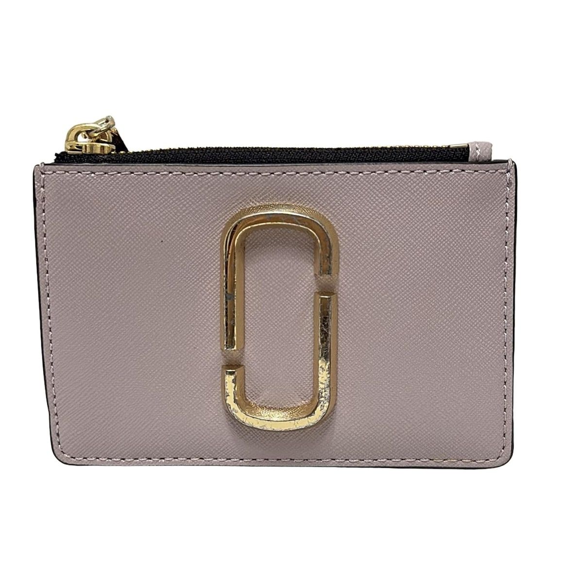 MARC JACOBS マークジェイコブス コインケース - ピンクベージュ×ライトグリーン×グレー キーリング付き パスケース付き レザー