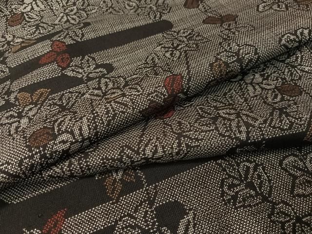 平和屋着物 本場大島紬 9マルキ 霞枝花文 正絹 vp