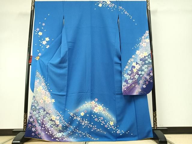 平和屋着物○豪華振袖 駒刺繍 舞花文 暈し染め 金彩 銀通し地 正絹