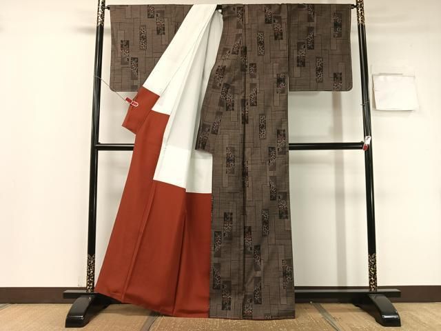  平和屋着物 本場大島紬 9マルキ 短冊花文 正絹 vp 紬 着物