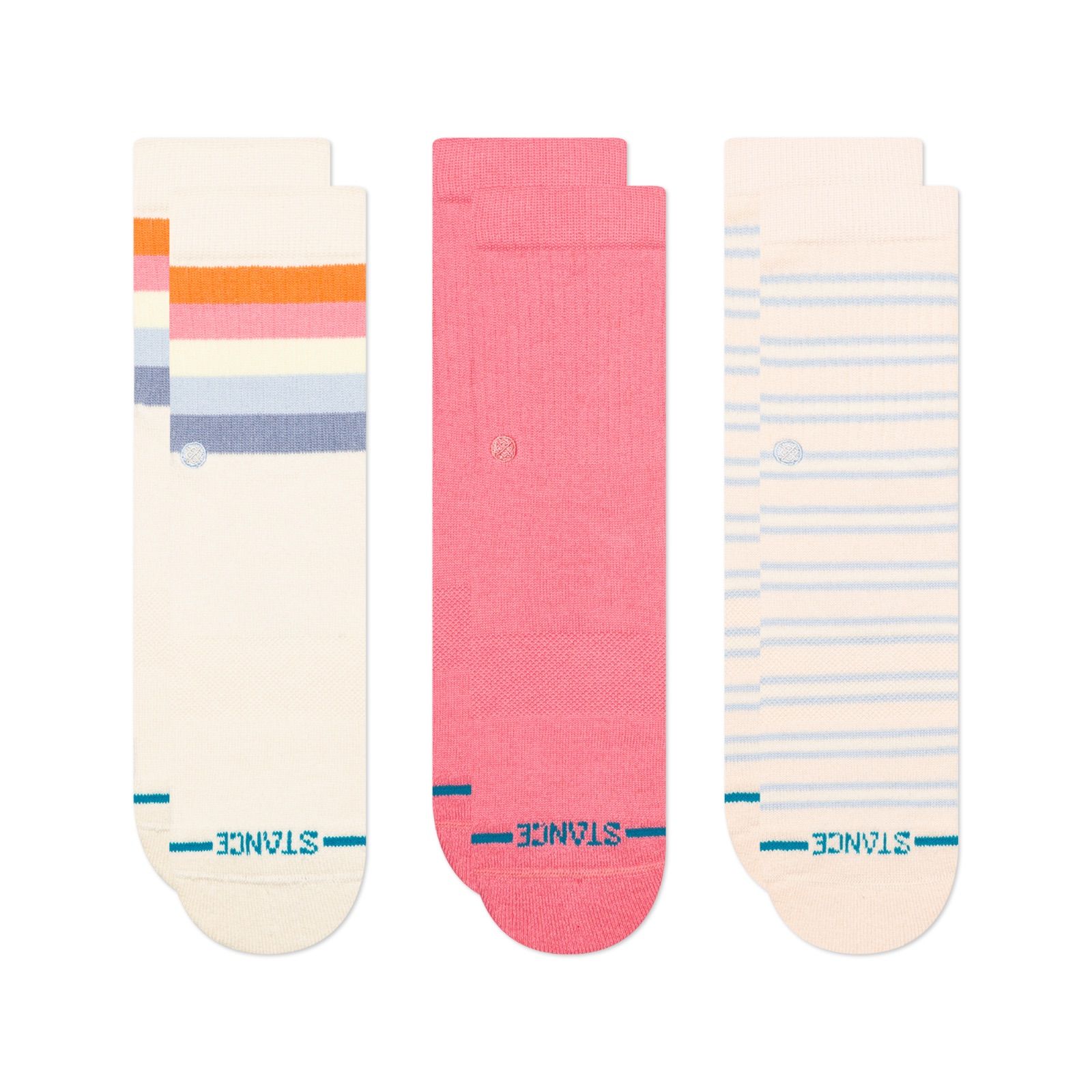 【得価，HOT】 STANCE KIDS KIDS MALIBOO 3 PACK PINK キッズL (19.5-23.0cm) スタンスソックス キッズ靴下