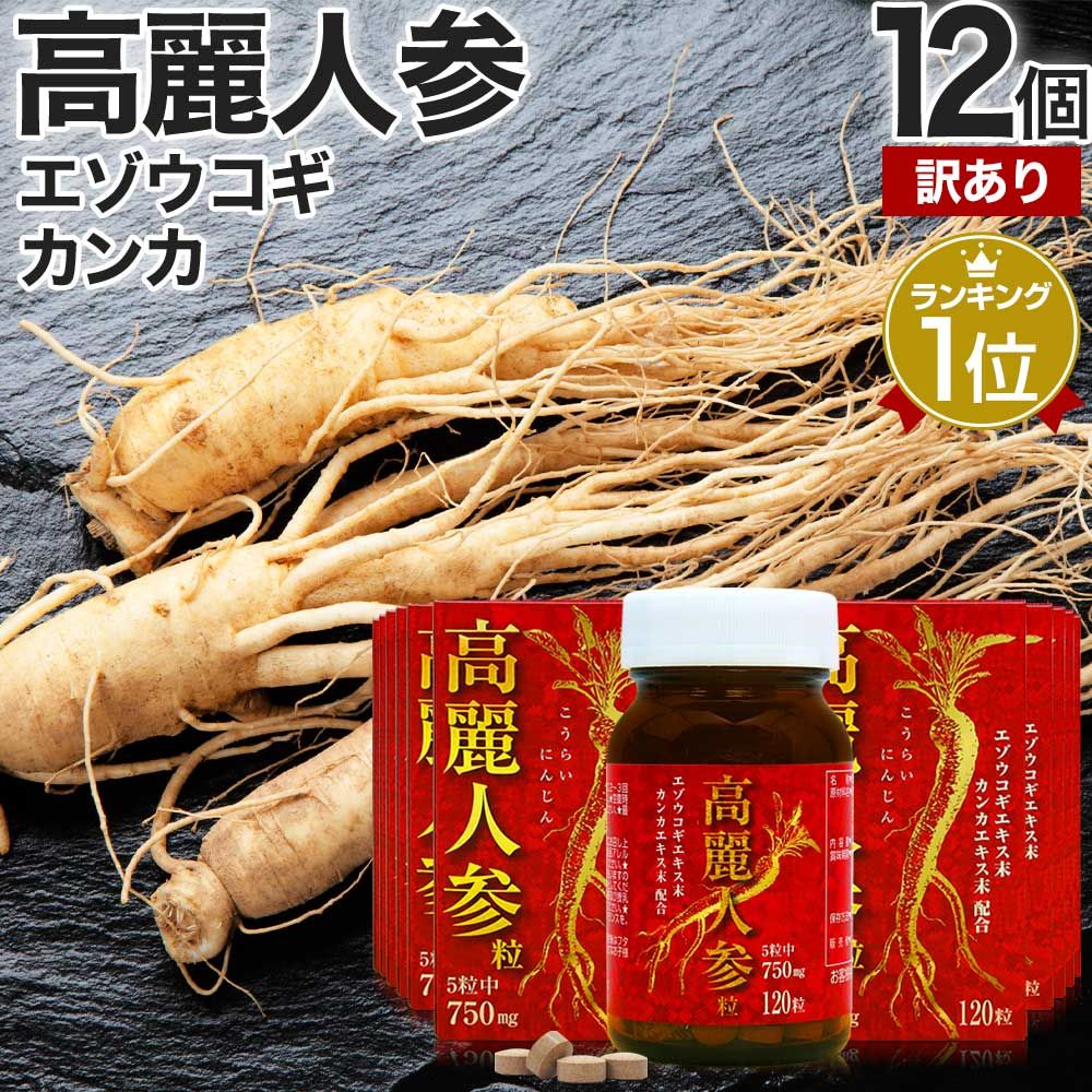 訳あり】 高麗人参粒 120粒*12個 約288-360日分 賞味期限2026年12月