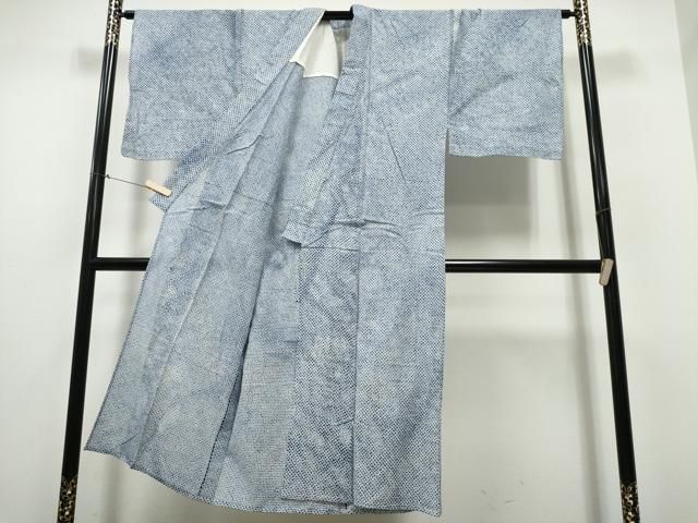 超美品　綿　有松絞り　本染浴衣　着物　夏物　144裄69.5 メンズ　男物　紺 平和屋着物∴夏物 男性 浴衣 有松鳴海絞り 三浦絞り 綿 逸品