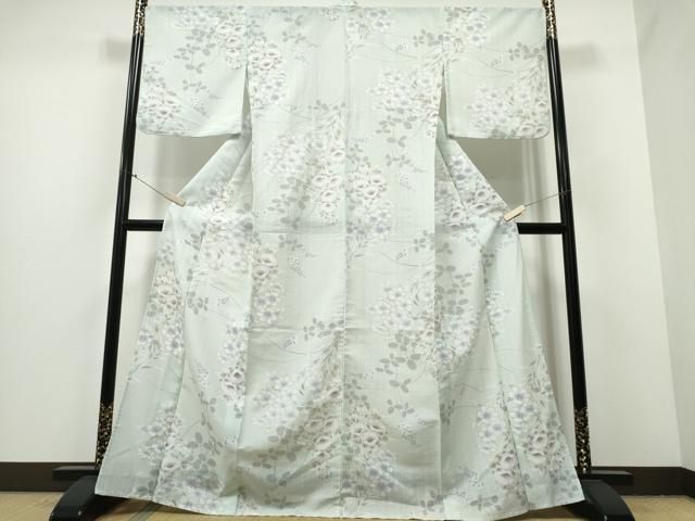 平和屋着物∴夏物 撫松庵 セオアルファ 小紋 浴衣兼用 草花文 洗える着物 ng