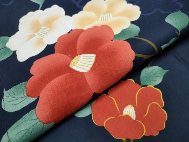 平和屋着物∴夏物 浴衣 椿 綿 ng