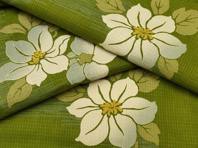 平和屋着物∴夏物 パリ ファッションモデル デザイナー 山口小夜子 浴衣 綿紅梅 舞花文 綿 ng