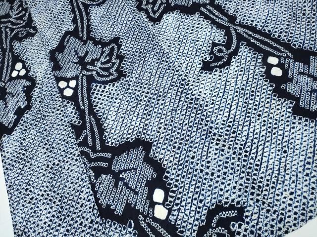  平和屋着物∴夏物 浴衣 有松鳴海絞り 葡萄蔦の葉文 綿 ng 浴衣単品 浴衣