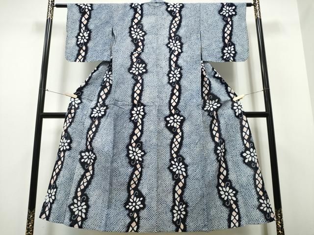 平和屋着物∴夏物 浴衣 有松鳴海絞り 菊唐草間道 綿 ng