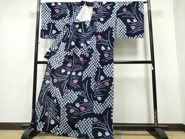 平和屋着物∴夏物 浴衣 有松鳴海絞り チューリップ 綿 ng