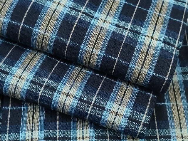 平和屋着物∴夏物 阿波しじら織 浴衣 格子柄 綿 ng