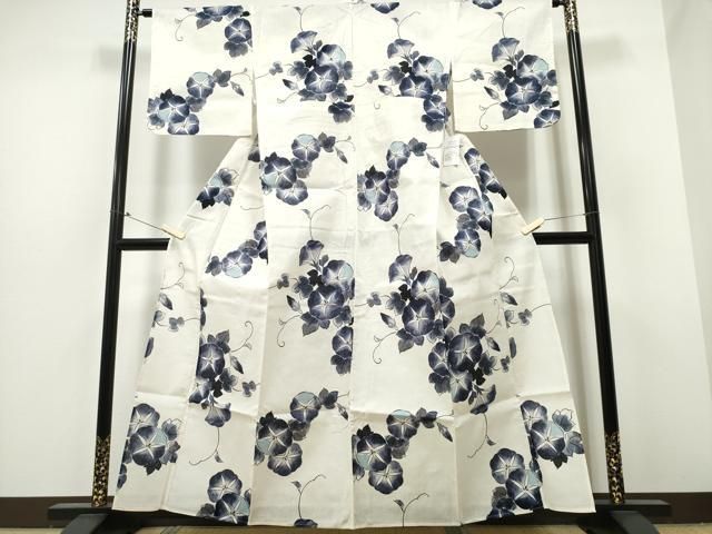 平和屋着物∴夏物 浴衣 朝顔 綿麻 ng