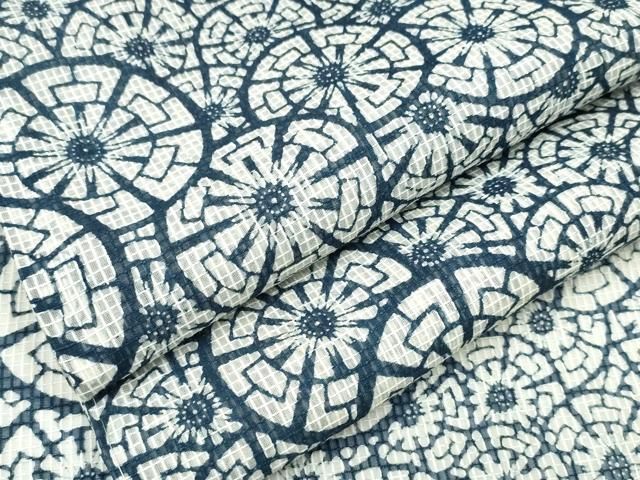 平和屋着物∴夏物 浴衣 綿紅梅 源氏車重ね文 綿 ng