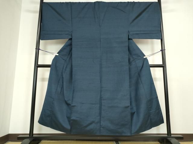 平和屋着物 男性 紬 アンサンブル 長羽織 紺色 キングサイズ 正絹 az
