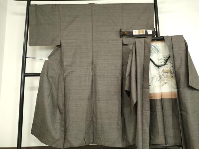 平和屋着物 男性 本場大島紬 アンサンブル 100亀甲 総詰め 長羽織 大瀬角三作 証紙付き 正絹 az