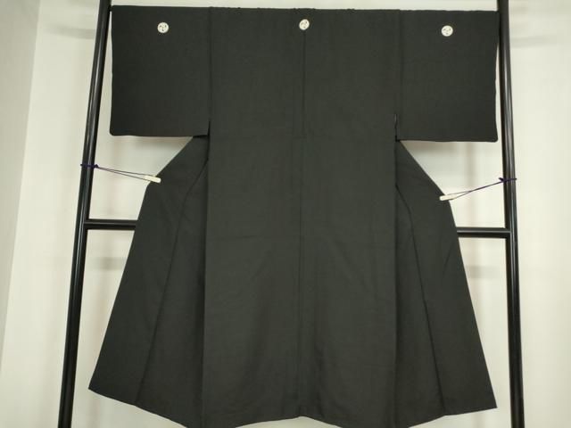 平和屋着物 男性 黒紋付 羽織セット 正絹 az