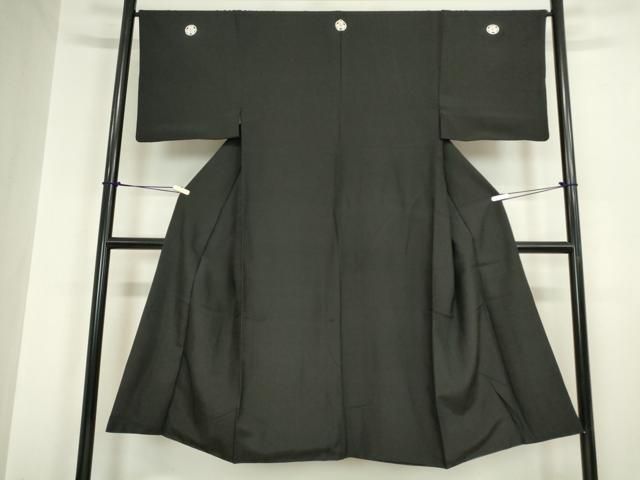 平和屋着物 男性 黒紋付 長羽織セット 正絹 az