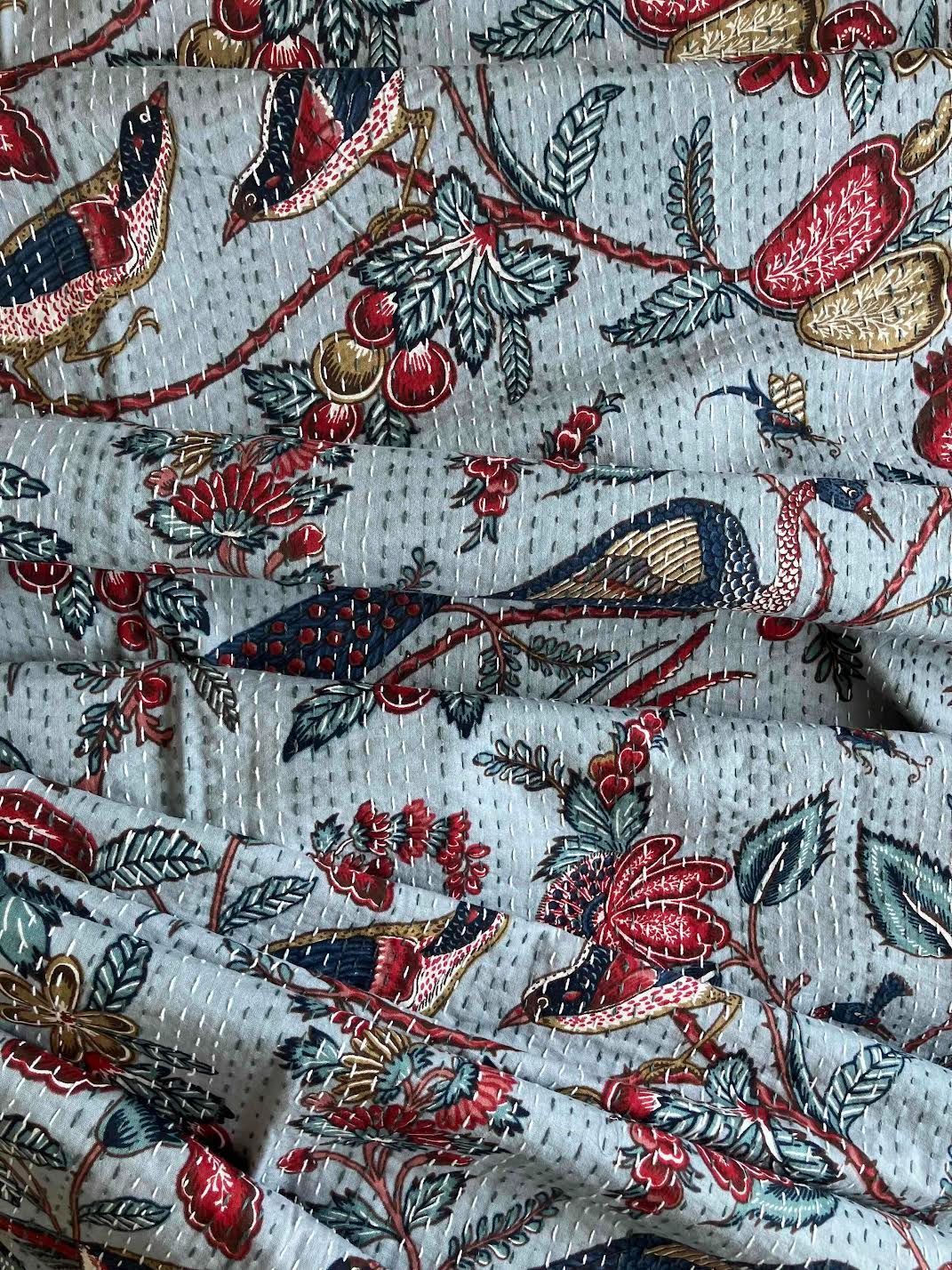 カンタキルト　マルチカバー　#91Bluegray Oriental Birds カンタキルト マルチカバー #91 Blue gray Oriental Birds - メルカリ